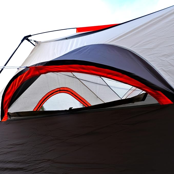 KTT Extra Large Tent 10-12-14 Person(B)Family Cabin Tents2 Rooms3 Doors and 3 Windows with MeshStraight WallWaterproofDouble LayerBig Tent for OutdoorPicnicCampingFamily Gathering