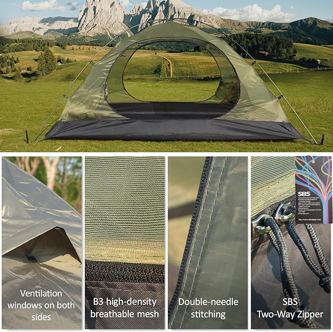 1/2 Person Backpacking Tent for 4 Season Winter Ultralight Extreme Cold Weather Tents for Camping Easy Setup Waterproof Double Layer Tent for Family Outdoor Hiking Mountaineering