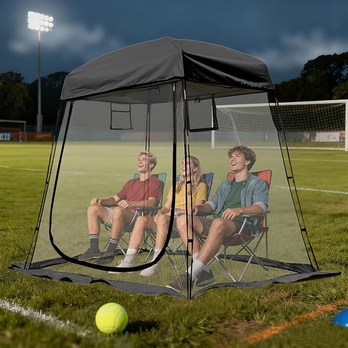 2-3 Person Clear Sport Tent with Extra Rain Cover - Windproof Winter Tent for Ice Fishing Backyard &amp Outdoor Sports