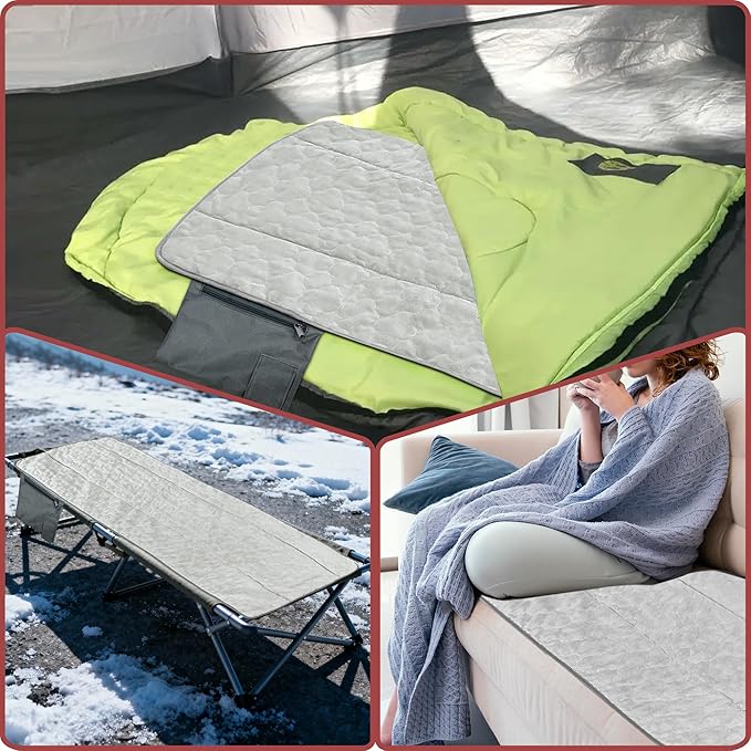 Heated Sleeping Bag Pad Heated Sleeping Bag Liner 3 Heating ZonesHeated Sleeping Bag Insert for Camping、Sofa、Chair