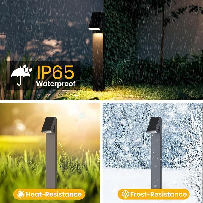 Solar Pathway Lights Dimmable Metal Solar Landscape Path Lights IP65 3000K Solars Walkway Light for Outside Garden Yard Patio Path Lawn Decor 2pcs