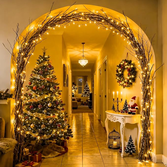 JMEXSUSS 500 LED Christmas Lights Outdoor 173ft Warm White Christmas Tree Lights 8 Modes Plug in Twinkle String Light for Outside Holiday Indoor Ceiling House Xmas Decorations