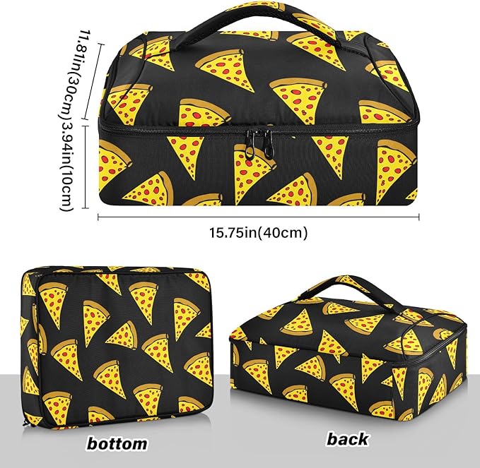 CEBUGI Cartoon Pizza Insulated Casserole Carrier for Hot or Cold FoodInsulated Food Carrier for Potluck Parties/Picnic/CookoutsFits 9x13
