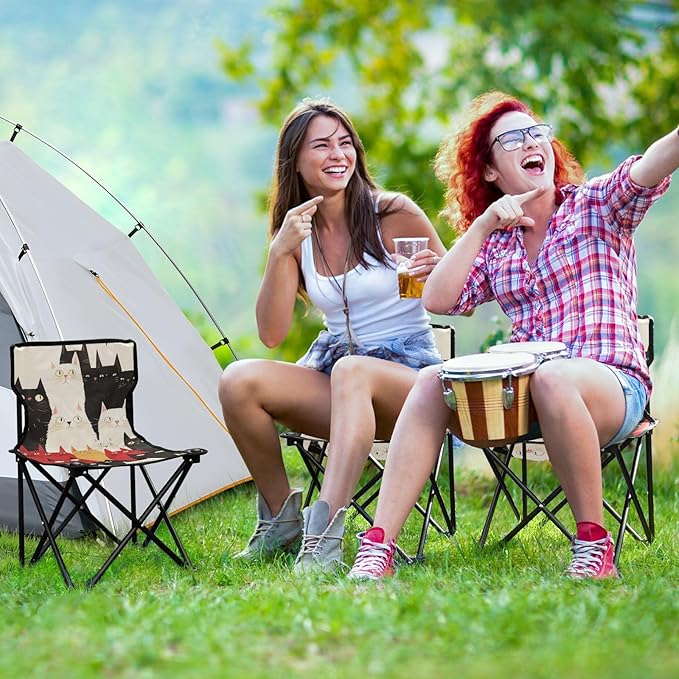 Funny Himalayancats Foldable Camp Chairs for Adults Ultra-Lightweight Beach Chair Includes Carry Bag Ice Fishing Chairs for Hiking Camp