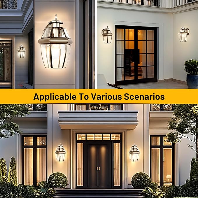 Outdoor Wall Lantern 12 Inch Exterior Light Fixture Waterproof Porch Lights with Glass Shades Wall Mounted Outside Lighting for Farmhouse Patio Doorway Garage (E26 Base Max 40W)