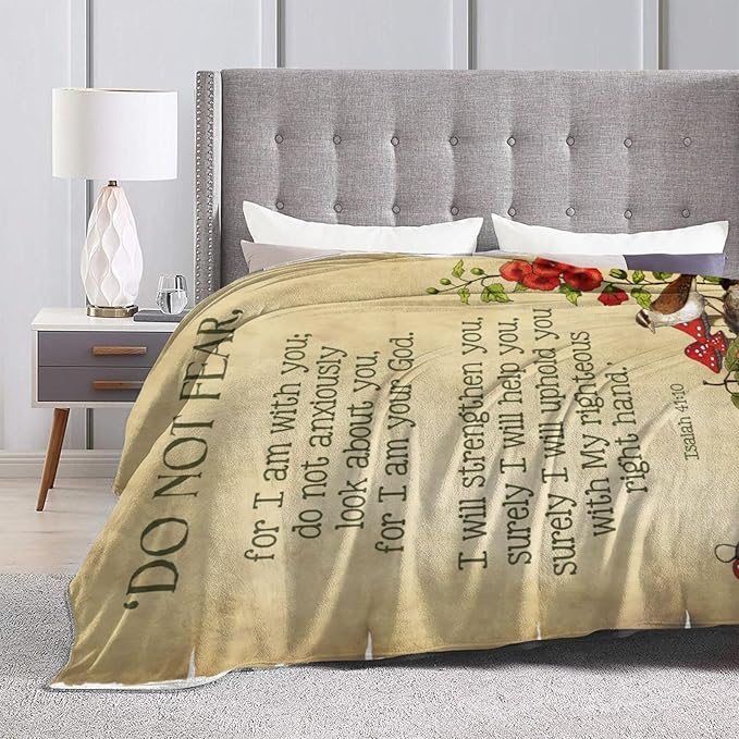 50X40 Bible Verse Isaiah 41 10 Do Not Fear Nature Lightweight Flannel Blanket - Soft and Breathable Polyester Suitable for Travel Camping and Home Decoration