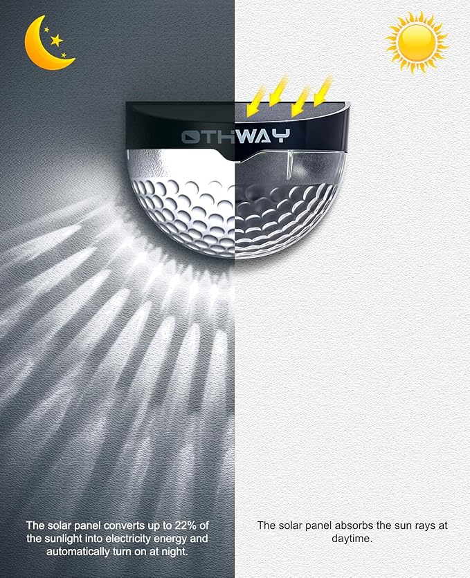 OTHWAY Solar Fence Post Lights Wall Mount Decorative Deck Lighting (Black 4 Packs)