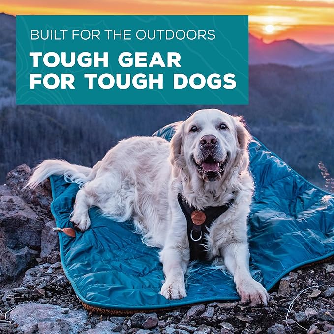 Wilderdog Double-Sided Dog Picnic Blanket – Sherpa Fleece &amp Water-Resistant Shell – 42.5” x 56.5” – Caspian