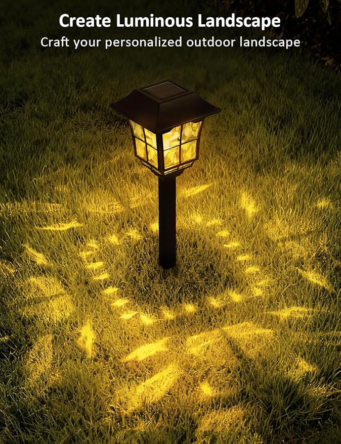 Solar Pathway Lights Outdoor 8 Pack Waterproof Solar Powered Garden Light 3000K Warm White LED Path Landscape Lighting Auto On/Off Outside Decor Lights for Garden Yard Walkway Driveway Lawn