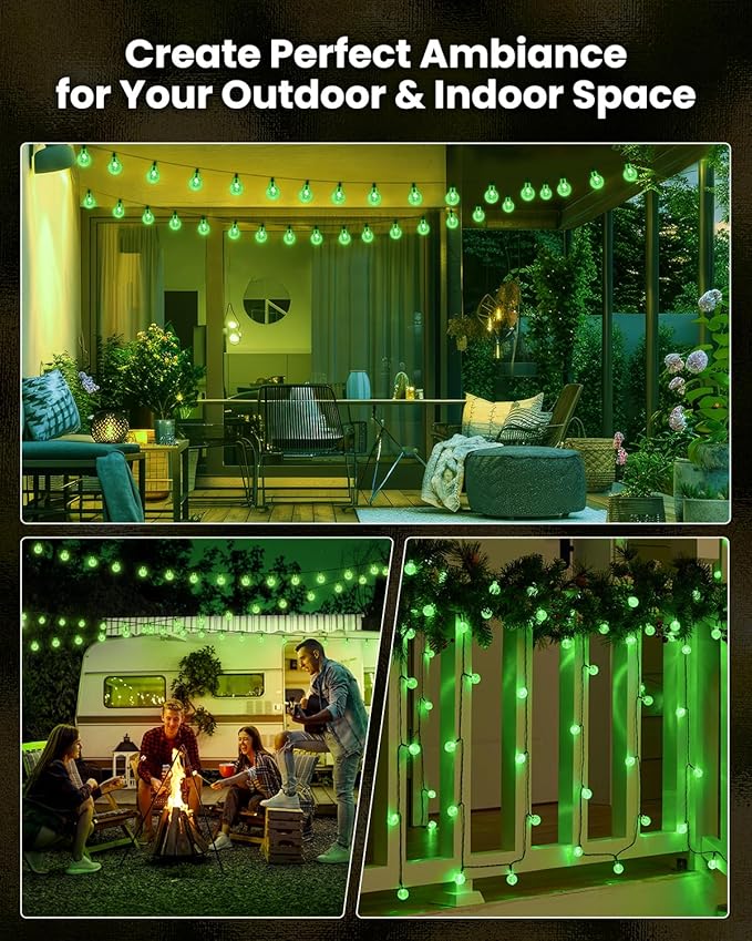 Brightown Solar String Lights Outdoor 120 LED 72 Ft Total Solar Powered Patio Lights with 8 Lighting Mode for Garden Yard Porch Wedding Party Decor (Green)