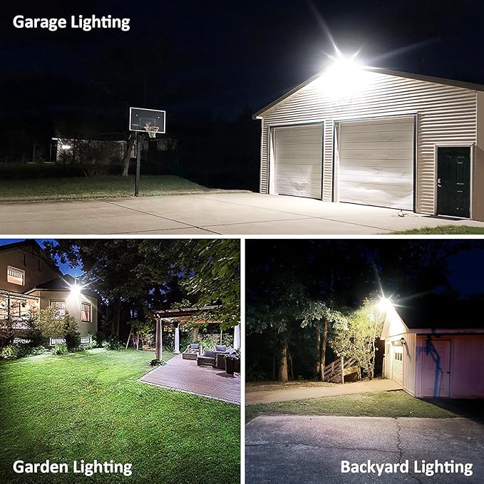 60W LED Knuckle Mount Flood Light Outdoor Security Floodlights Fixture with Base Dusk-to-Dawn Photocell Daylight AC100-277V 7800lm(300W Equivalent) IP65 Waterproof for Entrance Yard(2Pack)