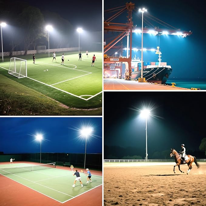 Kekeou 400W Stadium Lights Outdoor LED 56000LM Flood Lights Outdoor 6500K Arena Light Wider Lighting Angle Court Field Light IP67 Waterproof for Parking Lot Sports Court - Black