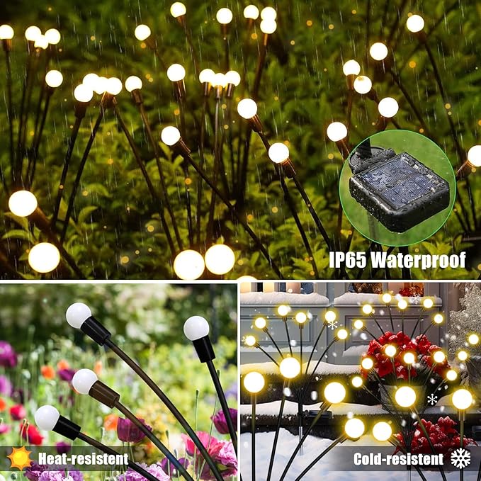 Solar Garden Lights Outdoor 4 Pack 32LED Swaying Light Waterproof Solar Lights Outdoor for Yard Pathway Patio Swaying Lawn Decor as Gardening Gifts for Women Holiday