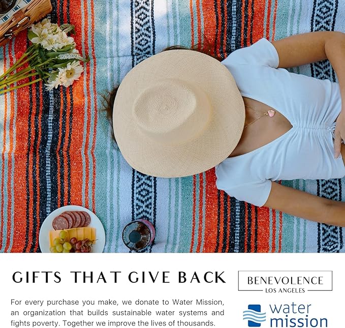 Benevolence LA Authentic Handwoven Mexican Blanket | Yoga Blankets Outdoor Picnic Beach Camping | Equestrian Saddle | Serape 50x70 inches