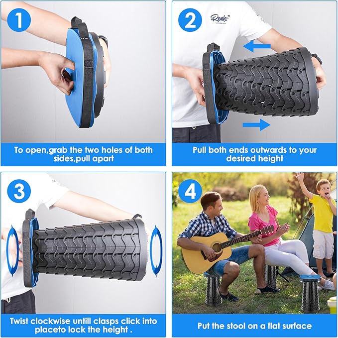 Collapsible Stool with Soft Removable Cushion &amp Waterproof Carry Bag - Lightweight Folding Stool 485lbs Capacity Portable for Adults Camping Fishing Hiking Outdoor Travel