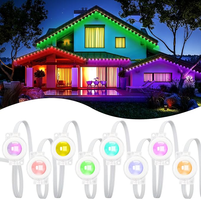 VCOKEN Permanent Outdoor Lights 63.6ft with 36LED Outdoor Christmas Lights with App Control Remote DIY Scene Modes Eaves IP65 Waterproof Light for Christmas Holiday Decor Garden Decor