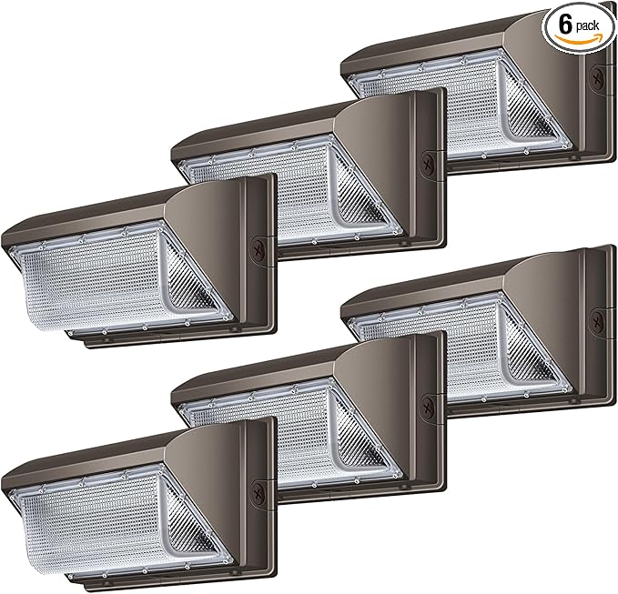 120W LED Wall Pack Light18000LM 5000K LED Security Flood Lighting 110V-277V Commercial and Building IP65 Waterproof Outdoor Wall Mount Exterior Light for Garage Warehouses Yard 6 Pack