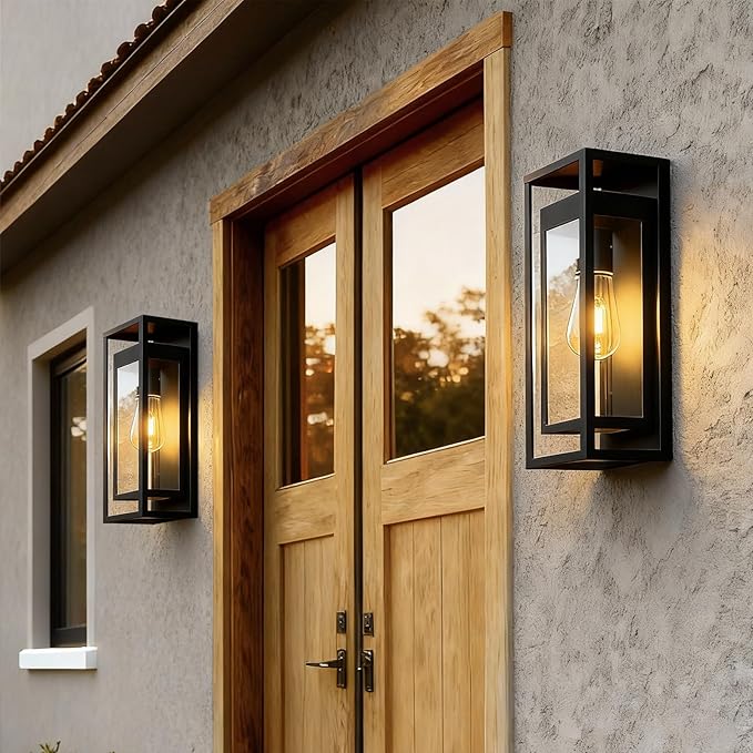 Large Outdoor Wall Sconce-20in Modern Waterproof Sconce Wall Mounted E26 Black Porch Lights Exterior Lighting Fixture for Coach Doorway Patio