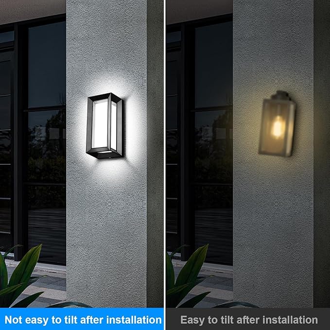 ledmo Modern Outdoor Wall Light with Aluminum Frame 1800LM Wall Sconce with Acrylic Shade 18W Porch Light Fixture IP65 Waterproof Exterior Light for Garage Patio Garden Entryway 2 Pack