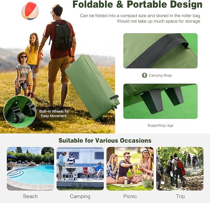 DORTALA 2-Person Tent Cot Foldable Elevated Camping Tent w/Air Mattress &amp Sleeping Bag Portable Dome Camping Tent Cot for Hiking Camping &amp Picnic