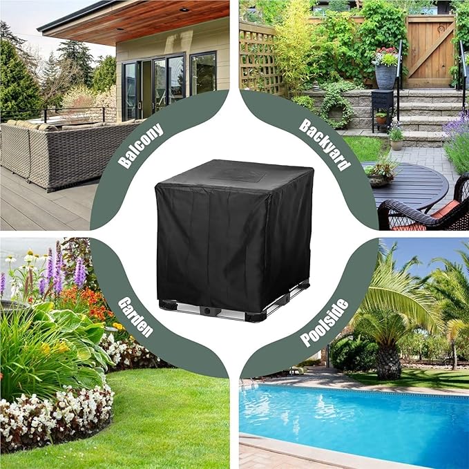 275-330 Gallon IBC Tote Cover IBC Tote Lid Heavy Duty Waterproof IBC Tote Lid Rain Barrel Cover Water Tank Cover Water Tote Cover IBC Cover(Black260 Gallon)