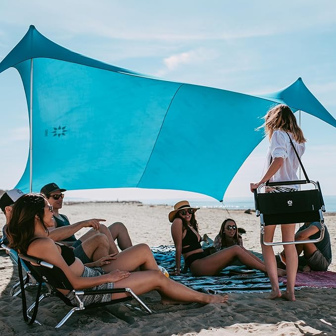 Neso Gigante Portable Beach Tent Sun Shelter - Lightweight Beach Shade Canopy - Easy Setup for Family Outings - Patented Reinforced Corners - UPF 50+ - 8ft Tall 11 x 11ft - Save The Whales