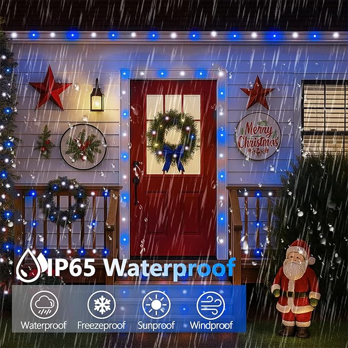 Extra-Long 144FT Solar String Lights for Outside 2 Pack 400LED Solar Fairy Lights Outdoor Waterproof Copper Wire with 8 Modes Solar Powered Twinkle Lights for Tree Party Xmas Decor (Blue and White)