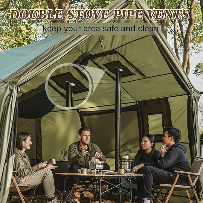 Soulchen Large Hammock Hot Tents with Stove Jack Portable Winter Wall Tent for Camping Waterproof &amp Windproof 4 Season Cabin for 2-3 Person Family Hiking Fishing Hunting Outdoor(No Pole)