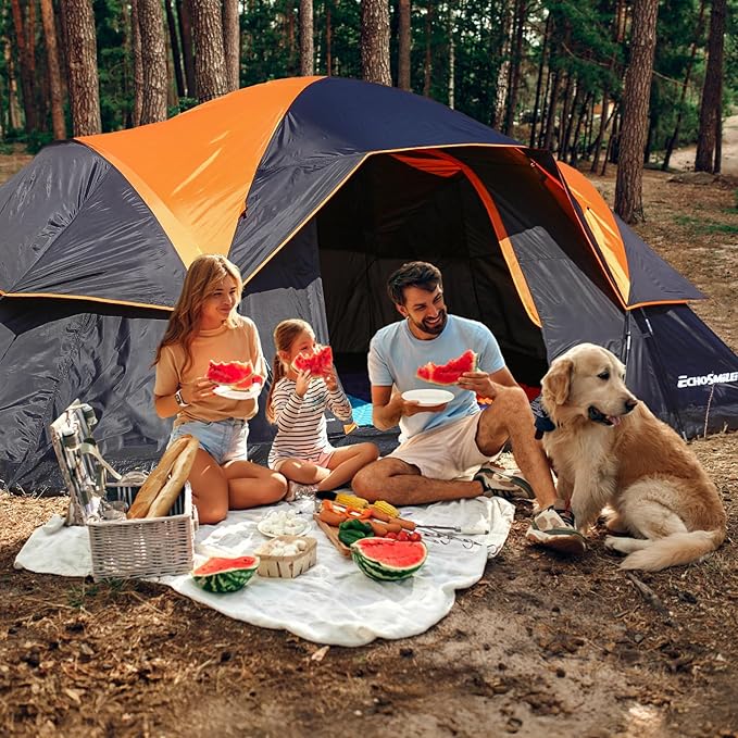 EchoSmile 10/12 Person Camping Tent Waterproof Windproof Tent with Rainfly Easy Set up for Outdoor Family Camping Party