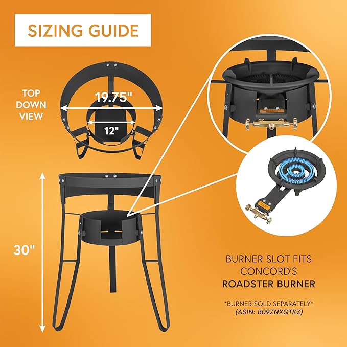 Concord 30 Powder Coated Steel Comal Stand with Stainless Steel Comal and Roadster Single Propane Burner. Great for Discada Tacos Street Vendor Etc.…