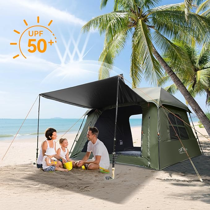 Night Cat Blackout Cabin Tent with High-Back Camping Chair 4 Person Pop Up Camping Tent with Vestibule &amp Rainfly Waterproof Instant Easy Setup Family Tent