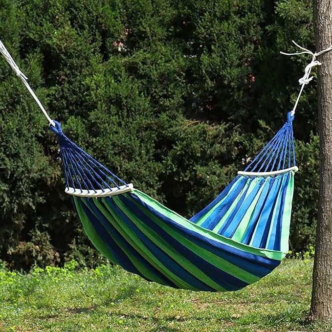 Tyenaza Camping Hammock Portable Outdoor Travel Lightweight Hammock with Hardwood Spreader Bar for Travel and Outdoor Activities