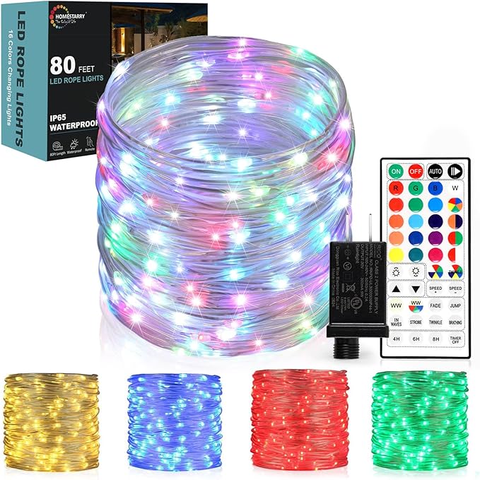 Outdoor String Lights Rope Lights with Remote Waterproof String Lights Outdoor Fairy Lights Twinkle Lights for Wedding Patio Pool Christmas
