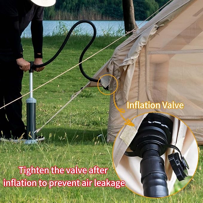 Inflatable Camping Tent with Hand Pump Waterproof Outdoor Blow up Tent 2-8 Person Oxford 4 Season Glamping Air Tent Cabin House with Mesh Windows &amp Door