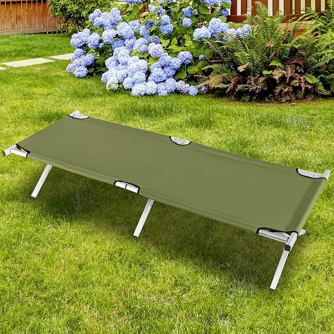 VINGLI Folding Camping CotOutdoor Portable Camp Bed Sleeping Cots with Carry Bag Green