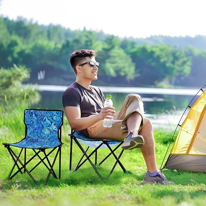 KLL Blue Laser Style Foldable Beach Chairs Ultra-Lightweight Backpack Chair Includes Carry Bag Outdoor Chair for Picnic Travel