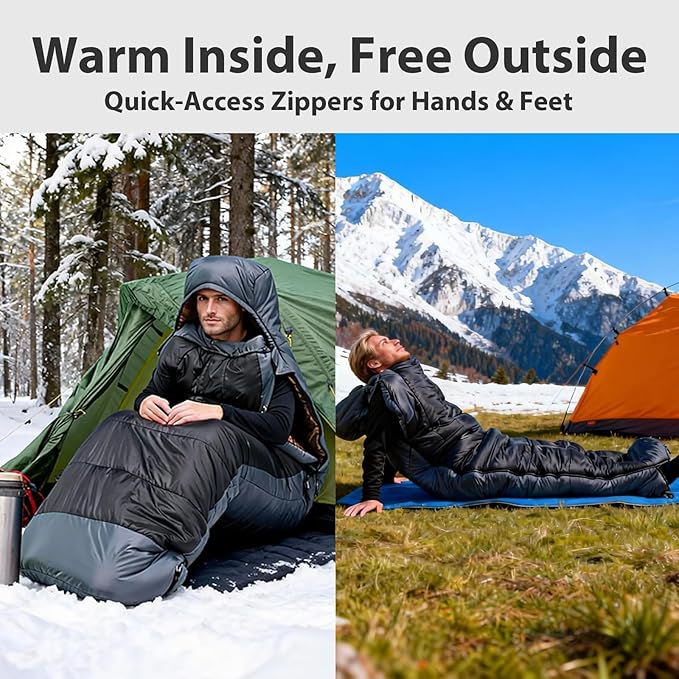 GEERTOP Portable Mummy Sleeping Bag with Graphene Lining for Adults Cold Weather 27°F to 40°F Lightweight &amp Water-Resistant Warm Compact for Camping Backpacking Hiking