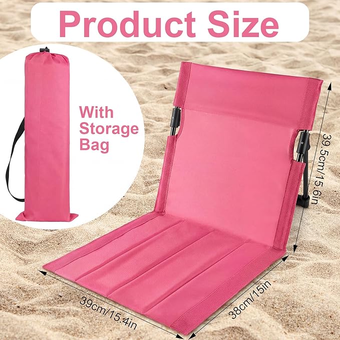 Karenhi 2 Pcs Foldable Poolside Chairs Portable Beach Chair Folding Poolside Chairs for Edge of Pool for Adults Traveling Camping Picnic Lawn Accessories (Rose Pink)