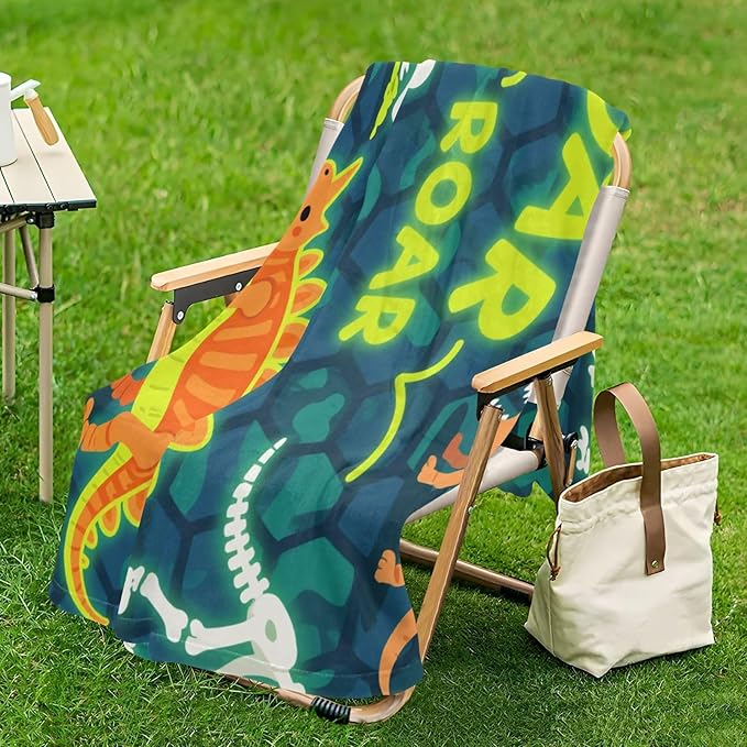 Throw Blankets For Women Roaring T-rex Skull Ankylosaurus Rock Texture Fluorescent Yellow Green Blankets And Throws 50x70