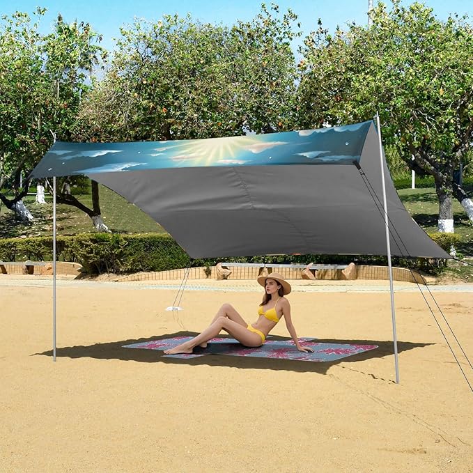Summer Beach Seashell StarfishCamping Sun Shelters 9.2 x 10.5 FT Beach Canopy Tent Sun Shade with Carrying Bag for Camping Trips Fishing Backyard Fun or Picnics 21340948