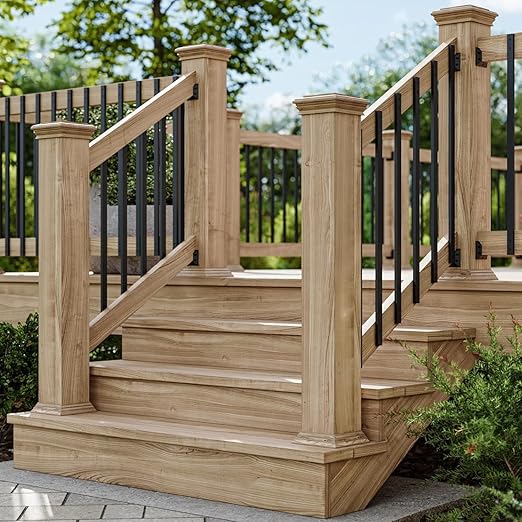 50 Pack Deck Balusters 36 Inch Rectangle Deck Railing Balusters with End Caps &amp Stainless Screws Outdoor Face Mount Metal Spindles for Porch Stair