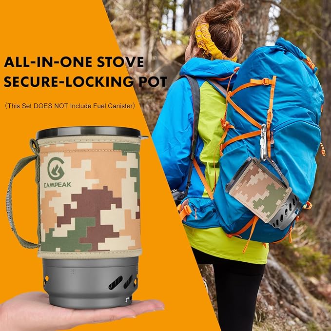 Gen Camping Stove Cooking System | Portable Camping Backpacking Jet Burner | Fast and Safe Hiking Stove