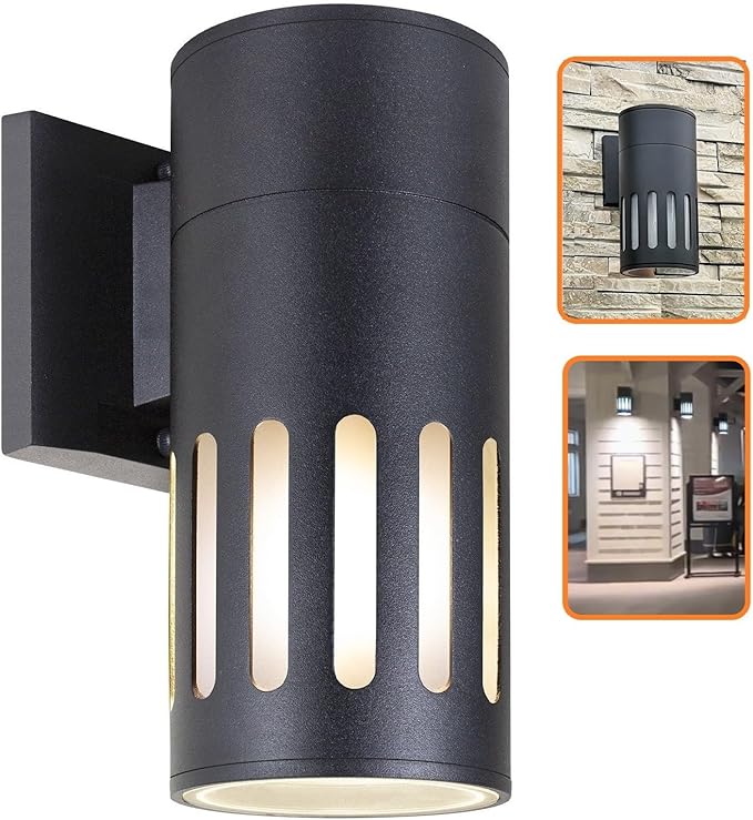 Outdoor Wall Sconce Exterior Lighting Fixture - ETL Listed Die-cast Aluminum Waterproof Wall Mount Cylinder Design - 1-Direction Up or Down Light Fixture for Porch Backyard or Patio