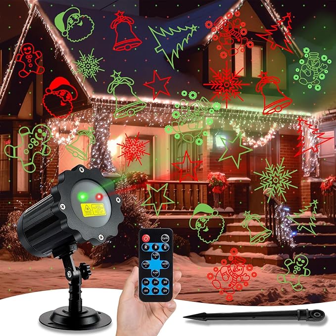 Brighter Christmas Projector Lights Outdoor Waterproof Laser Christmas Projector with Remote Christmas Spotlight Decorations for Party Yard Garden Outdoor Indoor