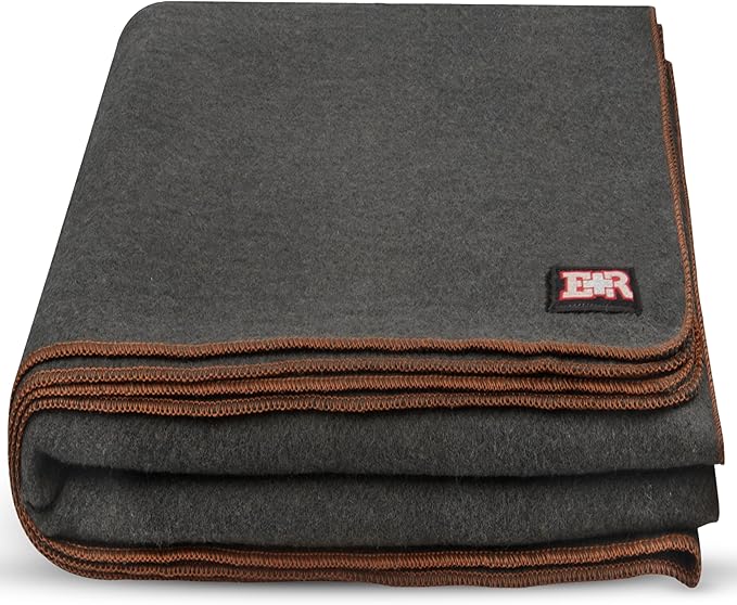 Ever Ready First Aid Military Wool Blanket 80% Wool - Warm Washable Perfect for Outdoors Camping Picnics Travel Car &amp Bushcraft Emergency Blanket 96 x 66 5 lbs. - Grey – Twin Size
