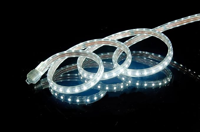 CBConcept UL Listed 164 FeetSuper Bright 45000 Lumen 6000K Pure White Dimmable 110-120V AC Flexible Flat LED Strip Rope Light Commercial Grade Indoor Outdoor use Ready to plug n shine