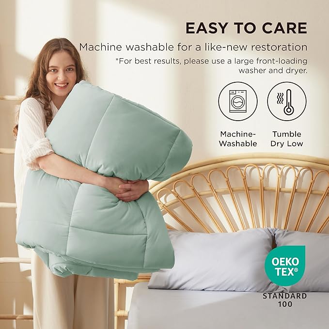 Bedsure Comforter Duvet Insert - Quilted Comforters Full Size All Season Duvet GentleSoft Down Alternative Bedding Blanket with 8 Tabs Gifts for Women/Men Sage Green Full 86 x 82 Inches
