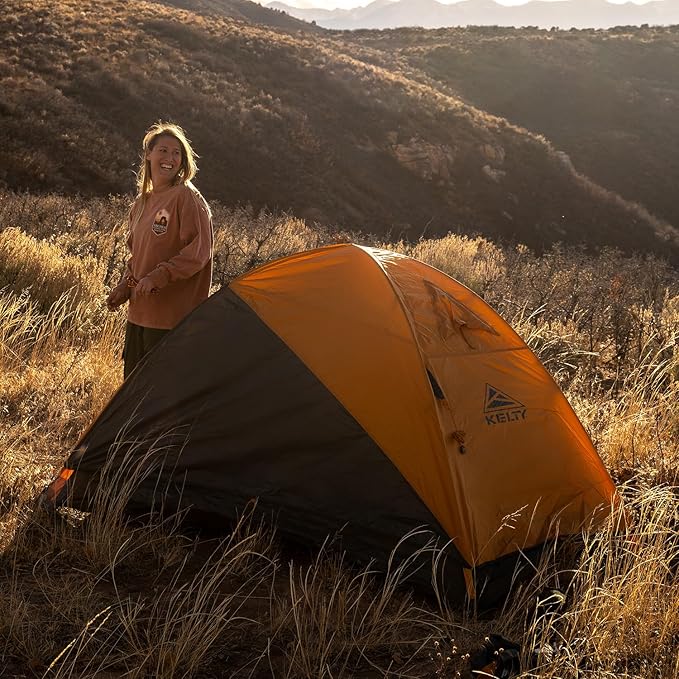 Kelty Grand Mesa 2P or 4P Backpacking Tent – 3 Season Camping Thru Hiking Shelter Aluminum Pole Frame Single Door + Vestibule 2024 Model