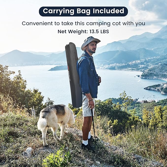 Goplus Folding Camping Cot with Carrying Bag Portable Lightweight Outdoor Sleeping Bed for Adults Kids 300LBS Weight Capacity Heavy-Duty Camping Bed for Traveling