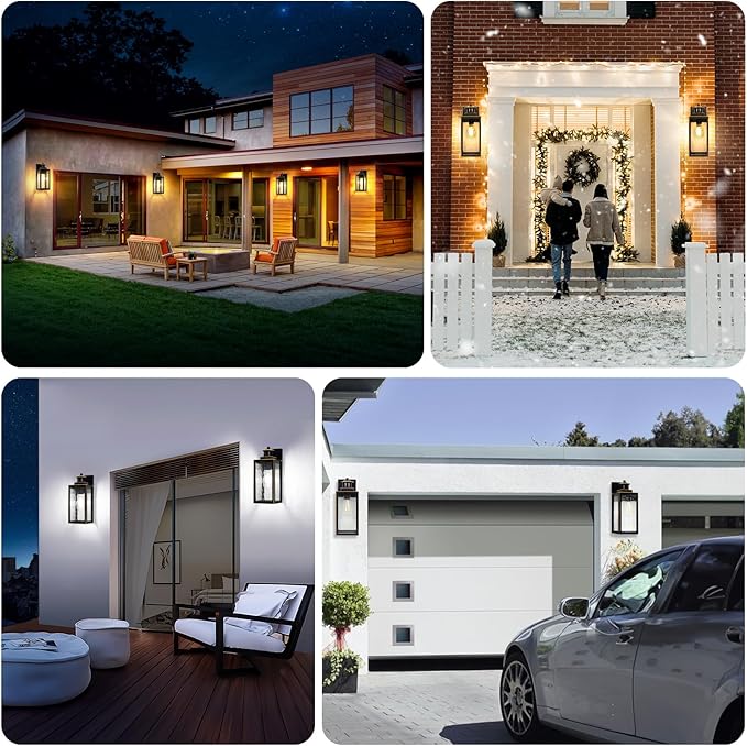13.6 Motion Sensor Outdoor Wall Sconce Lantern Exterior Waterproof Wall Lights Fixture with Water-Rippled Glass Bronze Outside Mount Lighting for House Porch Garage Patio Bulbs Not Included